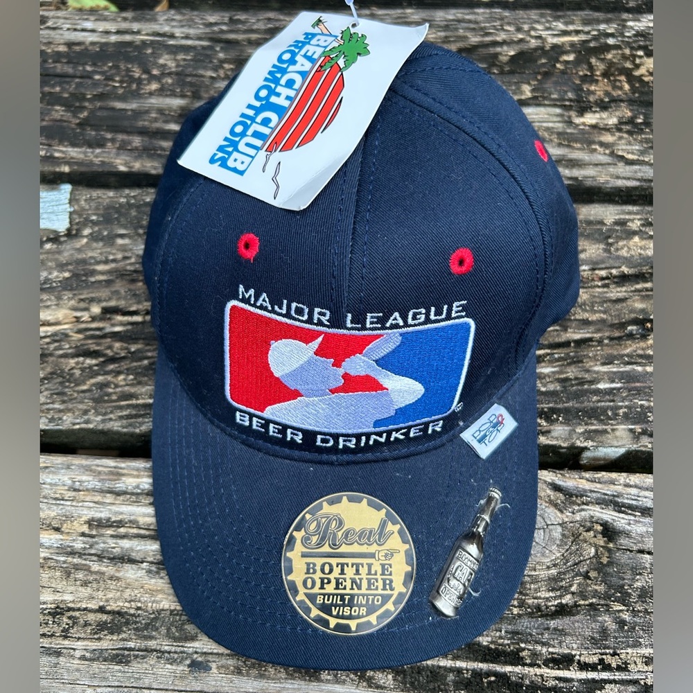 NWT Beach Club Promotions Major League Beer Drinker Baseball Hat Bottle Opener